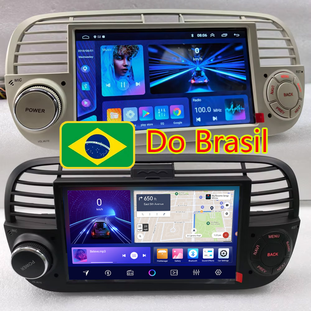 7 ''アンドロイド 13 カーラジオステレオフィアット 500 2007-2015 マルチメディアプレーヤーワイヤレス Carplay