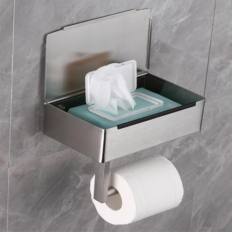 棚付きトイレットペーパーホルダー、流せるワイプディスペンサー、バスルームのワイプ収納に適合、ワイプを見えないところに隠します。