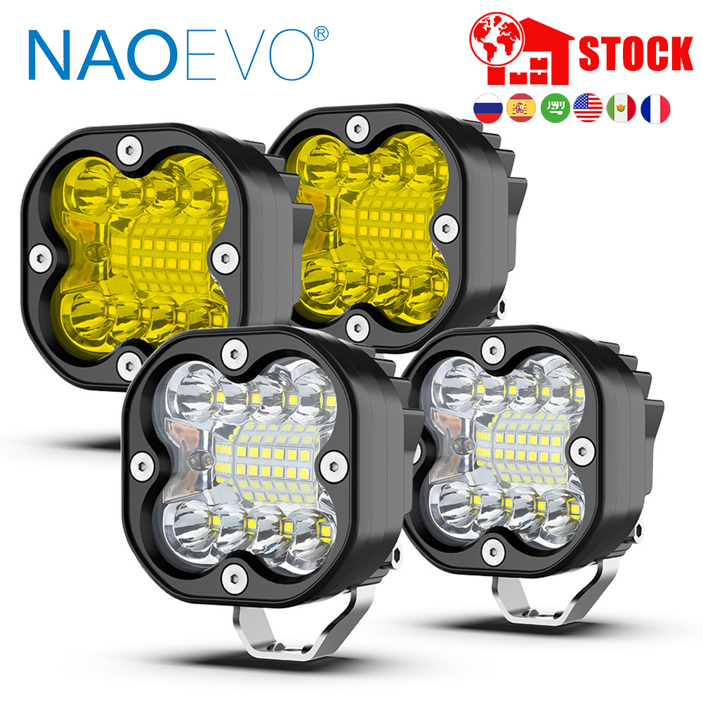 NAOEVO 3 インチ LED ワークスポットライト 24V 120 ワットオートバイ用ヘッドライトフラッド Led バーフォグランプ車のトラック 4x4 オフロード ATV