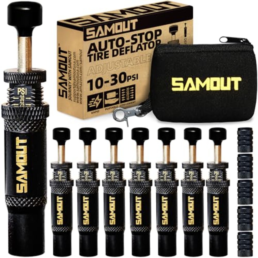 調整可能な自動停止タイヤエアダウンキット 10-30 PSI ネジ式タイヤデフレーターツール オフロード 4x4 車両アクセサリー用 8 個