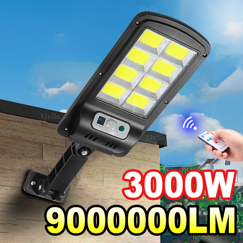 900000LM 3000 ワット屋外ソーラー LED ライト IP65 防水超高輝度壁ランプモーションセンサーリモコンストリートスポットライト