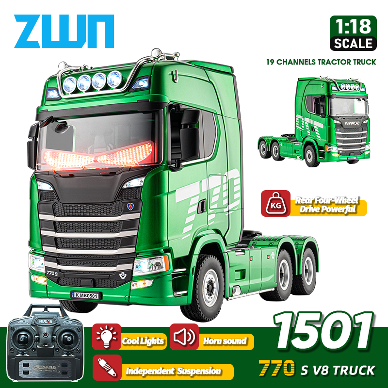 HUINA 1501 770S 2.4 グラム 1:18 RC トラック悪魔の目サウンドライト 19CH リモートコントロール車合金大型トラックトレーラーモデル子供のおもちゃ