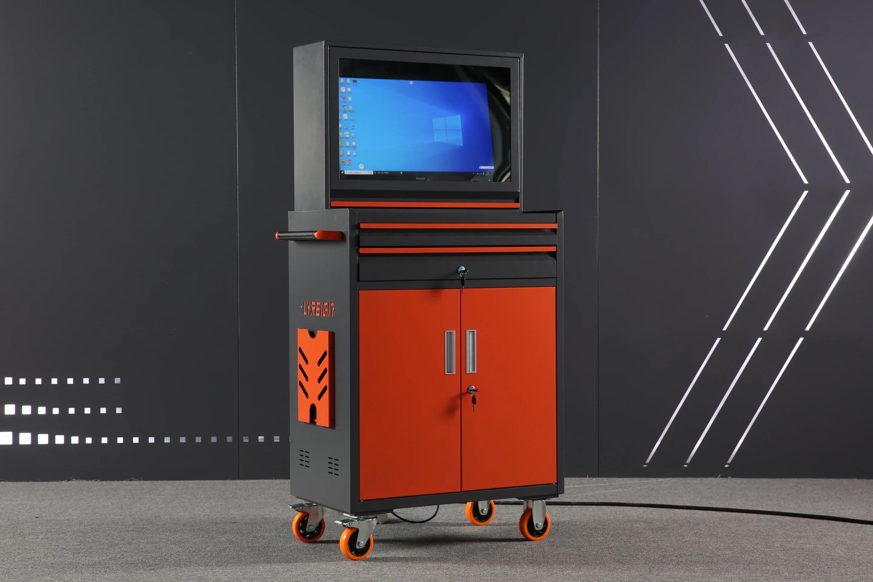 モバイル ワークステーション カート - Vidmar 産業用コンピューター キャビネット (収納引き出し付き)