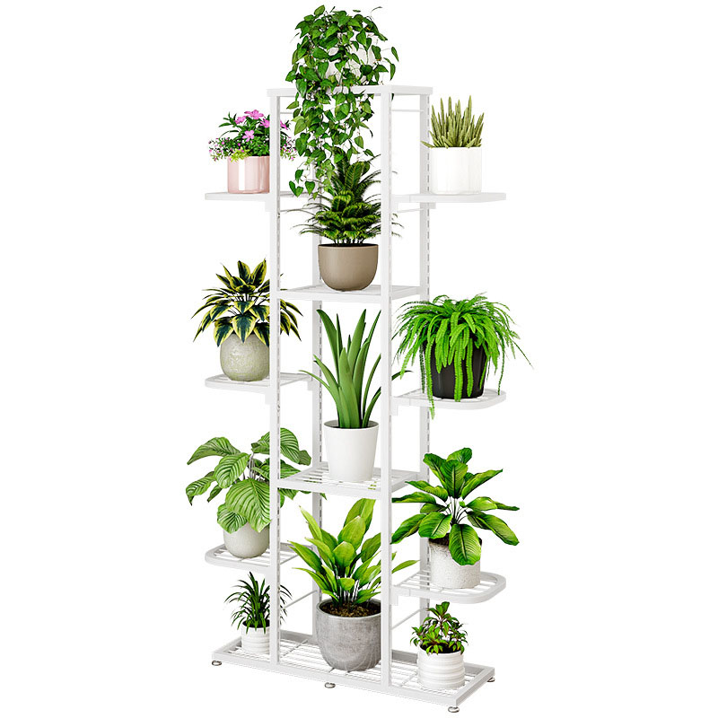 多層スチールプラントスタンド屋内屋外植物ディスプレイシェルフ、自由に調整可能な段の高さ、リビングルームバルコニーパティオ用
