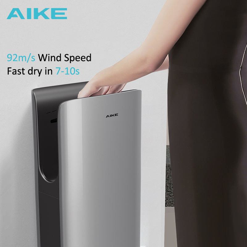 AIKE 自動ハンドドライヤー 浴室用 ジェットハンドドライヤー HEPAフィルター付き 垂直スリム コンパクト 高速壁乾燥機 1400-1750W