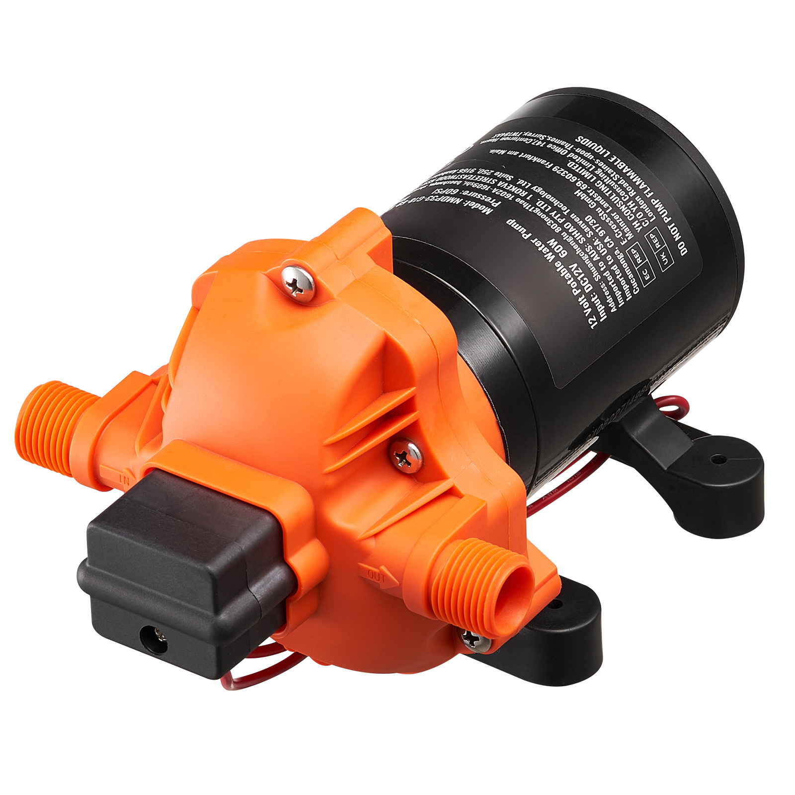 SucceBuy 12V ダイヤフラムポンプ 1.8/3/3.5/5 GPM 3/4/5 チャンバー 40-100 PSI 調整可能な 1/2 インチ MNPT ポート RV ヨット フードトラック キャンピングカー用