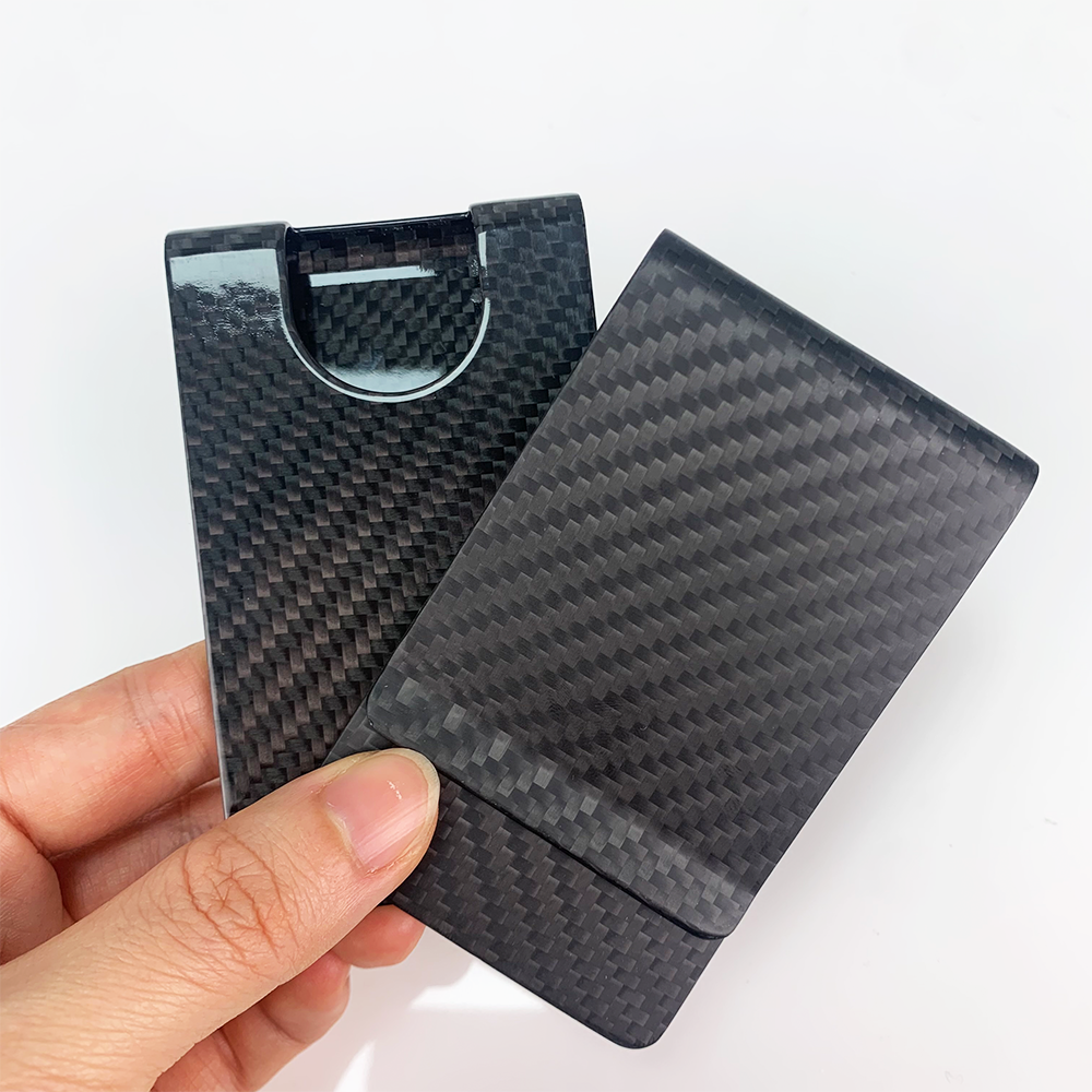 マット/光沢のあるブラックカーボンファイバーマネークリップ RFID クレジットカードビジネスビッグカードホルダー財布男性女性のための