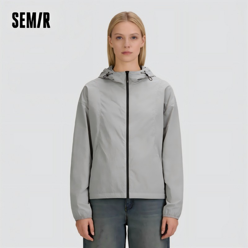 Semir ジャケット女性ゆるい痩身夏 2025 新しいクールな感触フード付き日焼け止めコートカジュアルスタイル