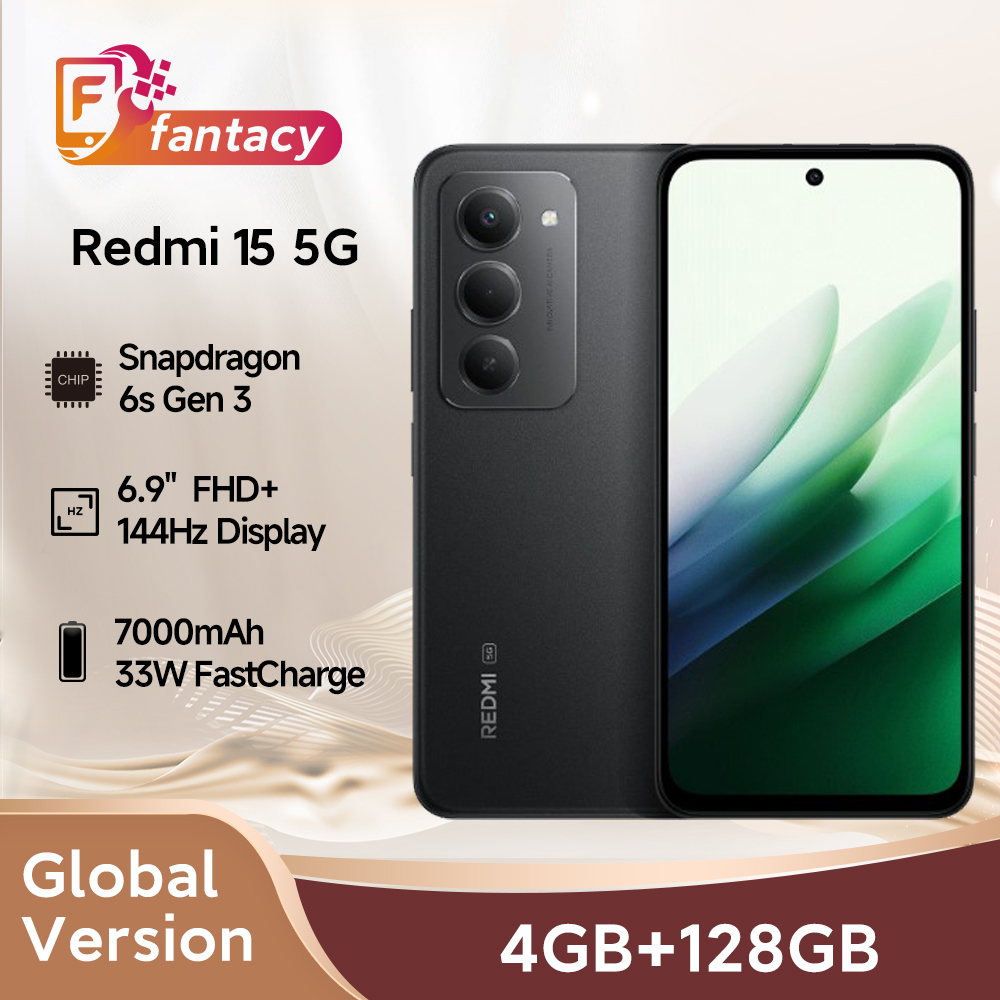 グローバルバージョン Redmi 15 5G スマートフォン 7000mAh バッテリー 6.9" 144Hz ディスプレイ 50MP 33W Fastcharge Snapdragon 6s Gen 3 NFC