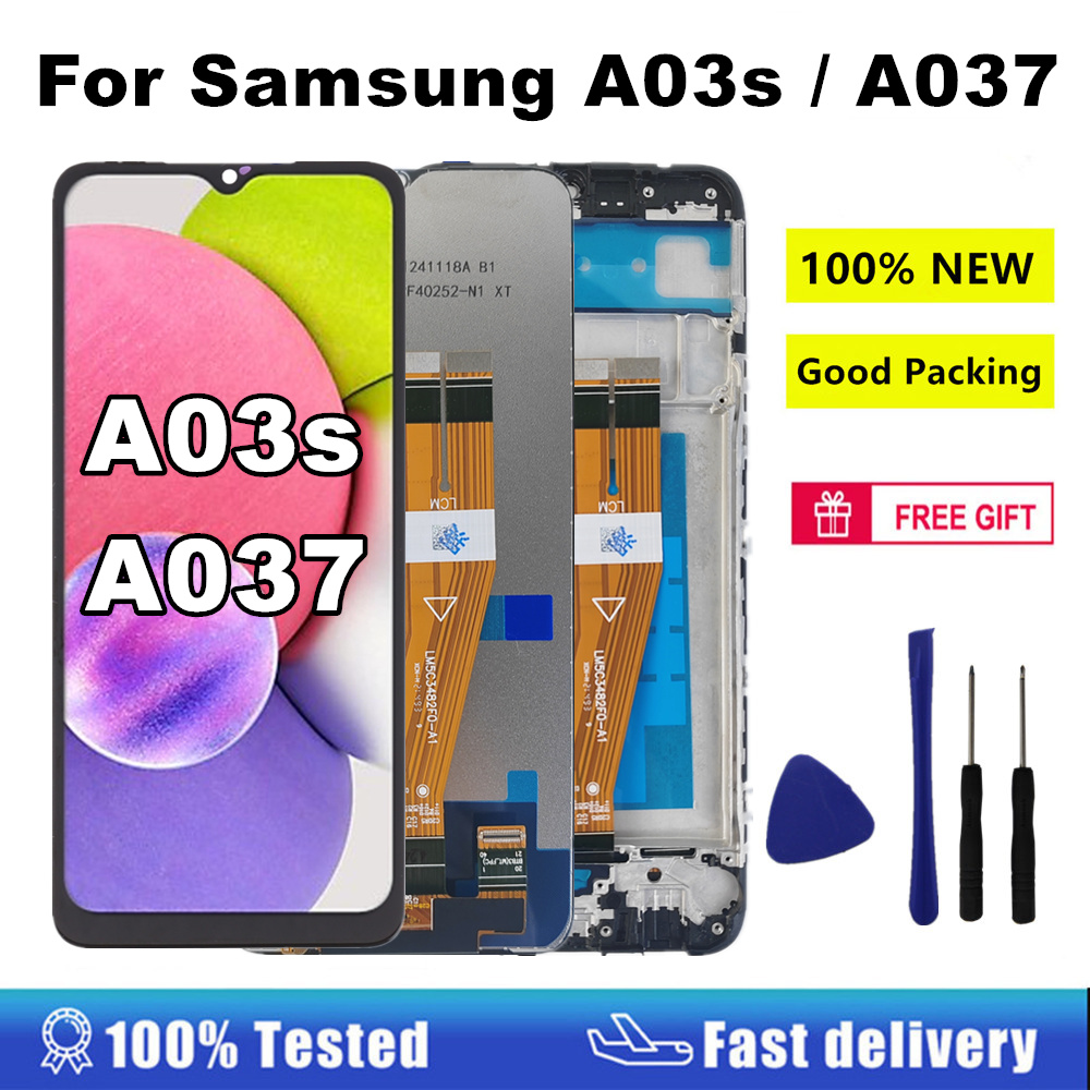 6.5 "A03S 液晶サムスンギャラクシー A03s A037 A037F A037M A037G A037U A037W 液晶ディスプレイタッチスクリーンデジタイザアセンブリの交換
