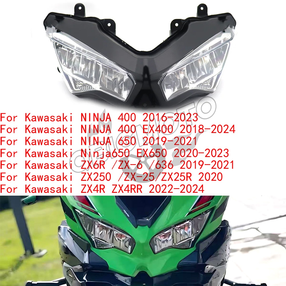 NINJA400 2024 オートバイ LED ヘッドライトアセンブリヘッドランプカワサキニンジャ 400 EX400 NINJA650 EX650 ZX6R ZX636 ZX250 ZX4R ZX4RR