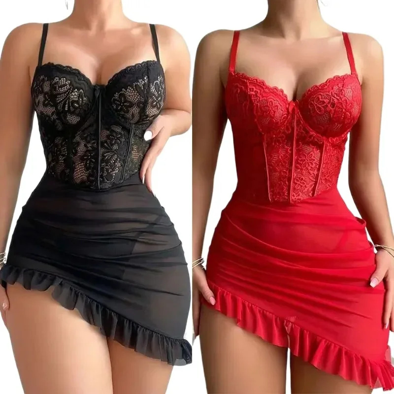 女性ファッションレース透明ミニドレスセクシーなスリングバッグヒップドレス夏のノースリーブドレスホリデーパーティー女性のギフト