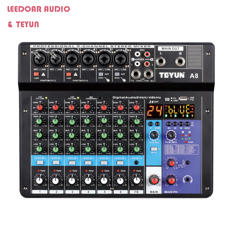TEYUN 8 6 4 チャンネル DJ サウンドミキシングテーブル 24 DSP エフェクトオーディオミキサー Bluetooth PC USB 再生録音 48V コントローラミキシングコンソール