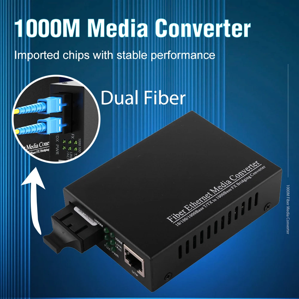 2024 新高品質ギガビット光ファイバメディアコンバータ 10/100/1000Mbps デュアルファイバ SC ポート RJ45 から 1000Base-LX まで 20km
