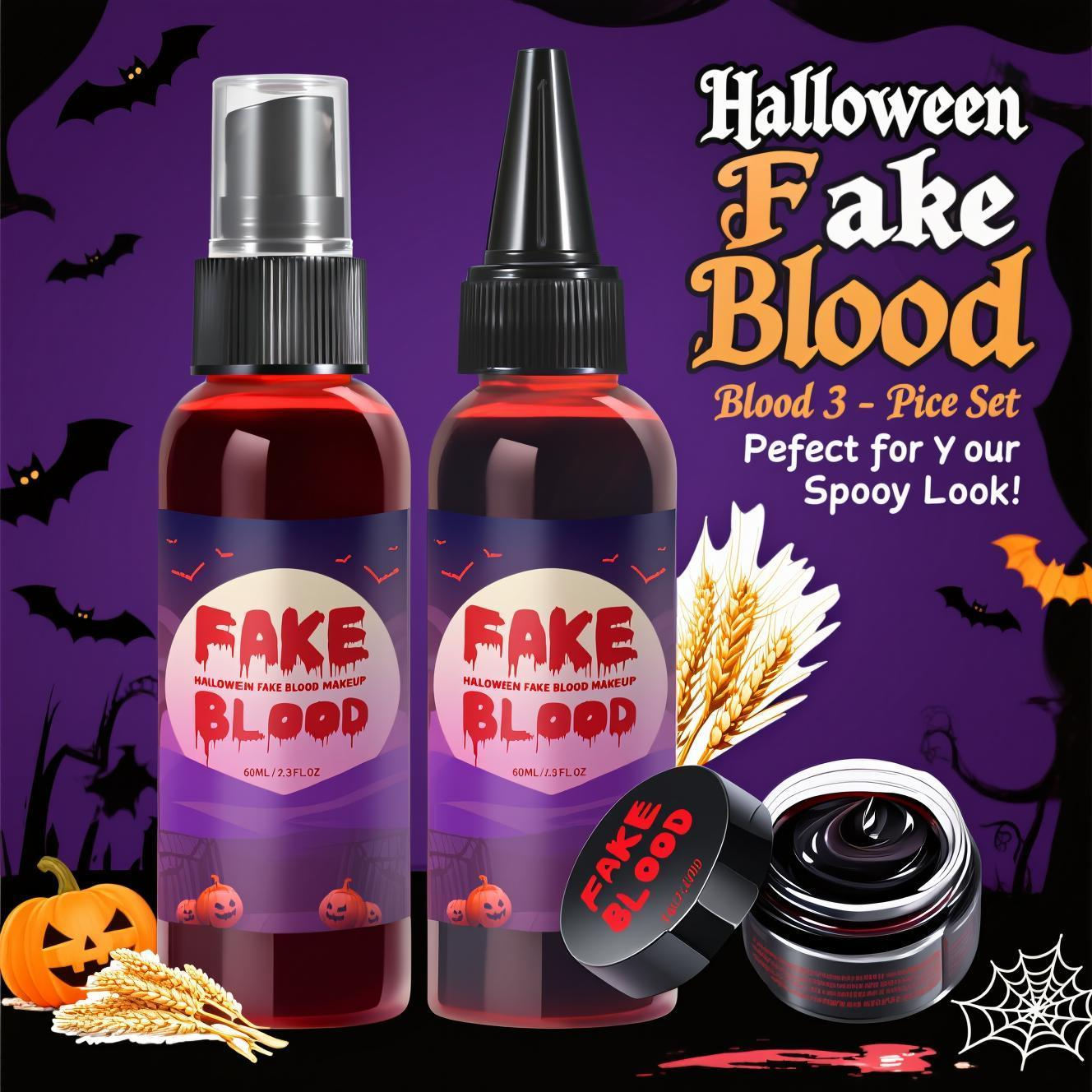ハロウィン フェイクブラッド メイクアップセット 160ml - リアルなオイルベースの血液効果 コスチューム用 安全
