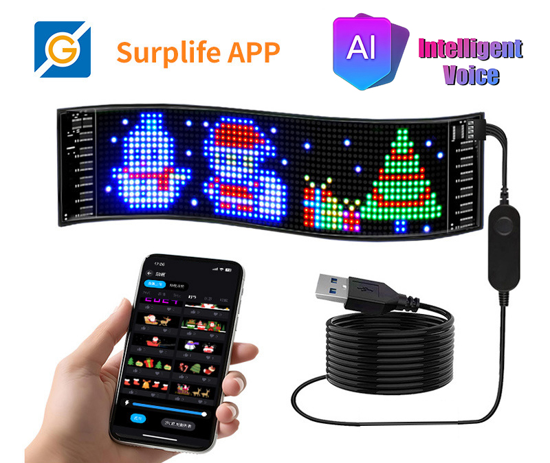 LED AD デビルアイ AI ディスプレイピクセルパネル画面メッセージスクロールボード超薄型ソフト柔軟なアプリ制御ライト車のディスプレイ