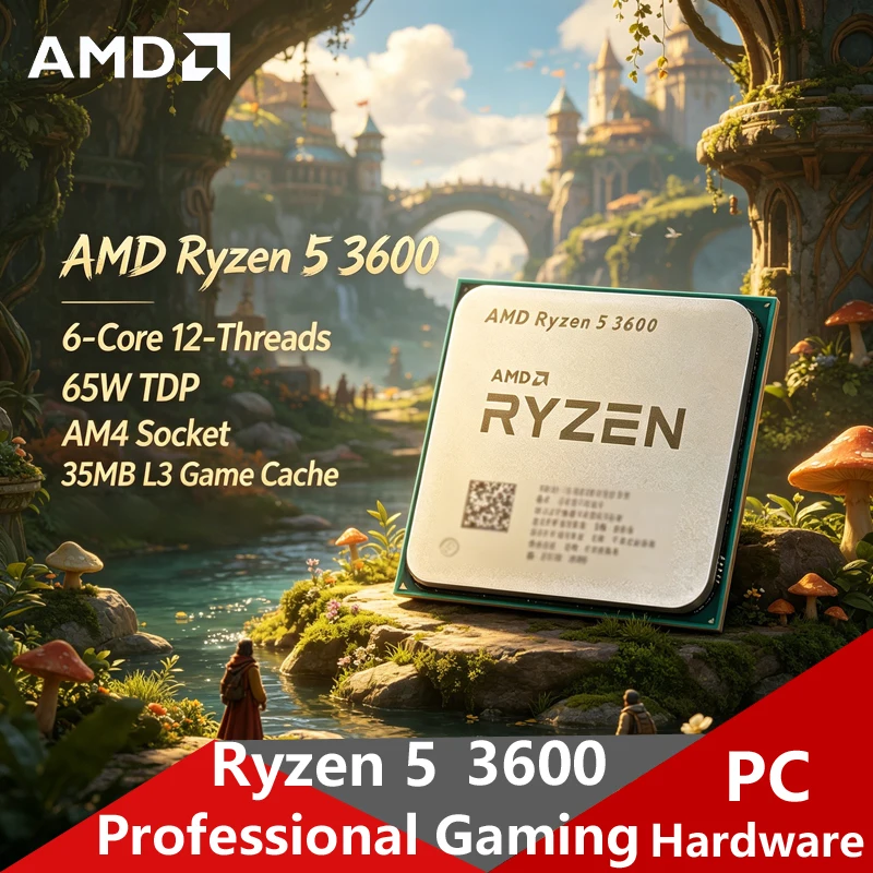 AMD Ryzen 5 3600 OEM トレイ CPU、6C12T 4.4GHz ブースト、35MB L3 キャッシュ、AM4 65W ロック解除デスクトップ ゲーム プロセッサー（小売ボックスなし）