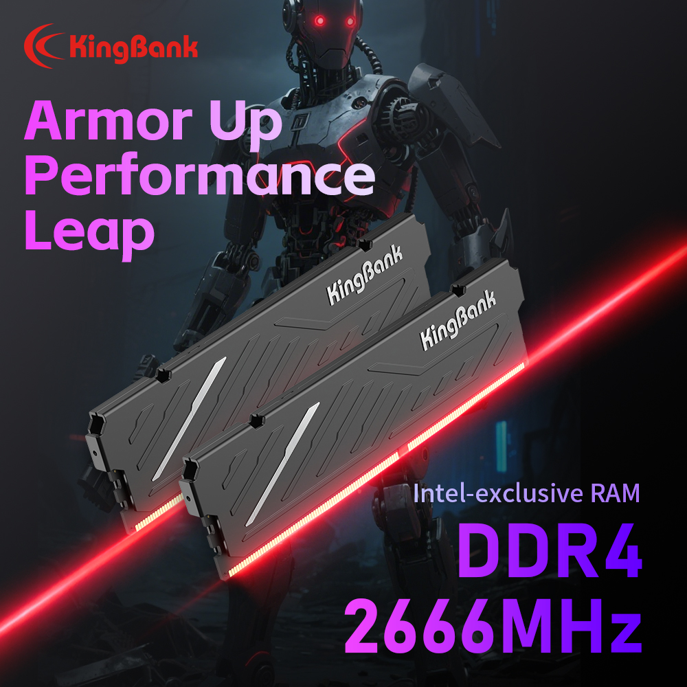KingBank KJIB DDR4 RAM 8GB 16GB 2666MHz デスクトップデスクトップメモリ​​（ヒートシンク付き、Intel ゲーミングデスクトップメモリ​​対応、ブラック）
