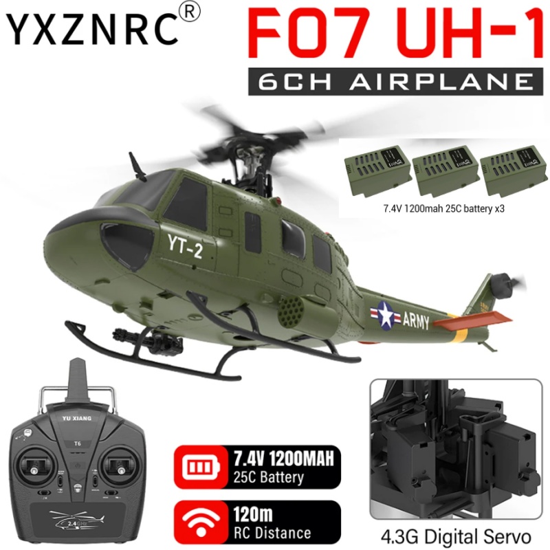 YUXIANG F07 UH-1 エルロンレスヘリコプター 2.4G 6CH デュアルモーター 6 軸ジャイロ RC Airplan