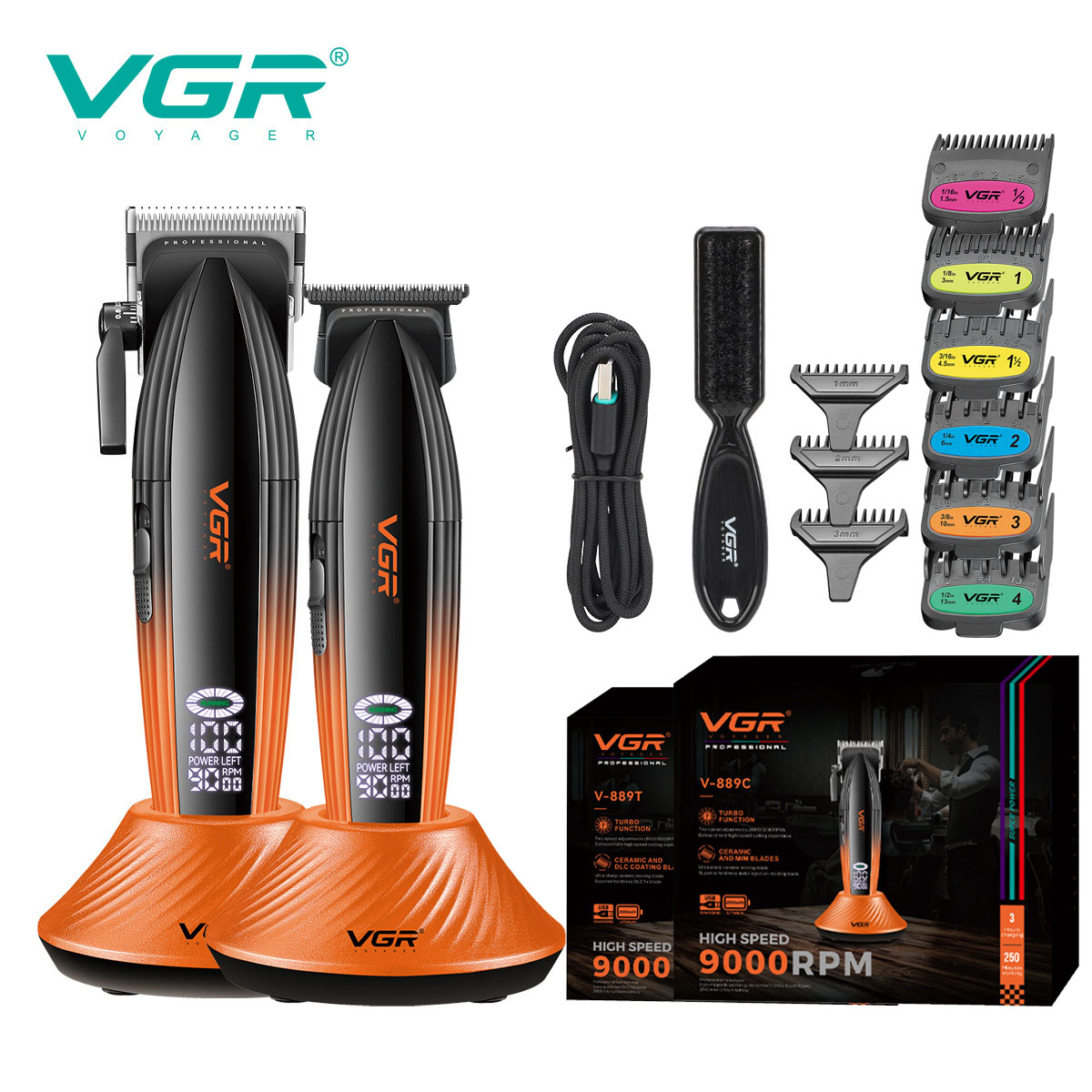 VGR ヘアトリマーコードレスバリカン理容室調節可能な散髪機電気ディテールトリマー金属ヘアトリマー男性用 V-889