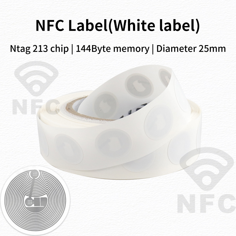 ラウンド 25 ミリメートル NFC ステッカー NTAG213 NFC タグ 144 バイトメモリ書き換え可能な NFC タグラベル NFC 電話と互換性