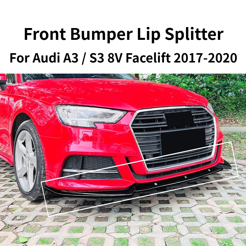 フロントバンパーリップスプリッターアウディ A3 S3 8V 改築 2017-2020 Sline 外装スポイラー修正交換アクセサリー