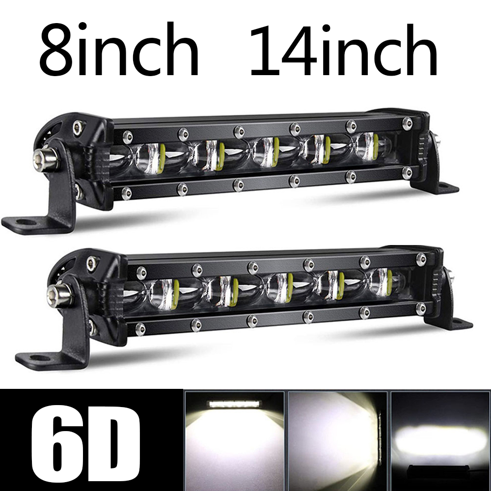 6D ウルトラストリップ LED ライトバー 8 "14" インチドライビングフォグランプワークライト 4 × 4 Led バーオートバイ車オフロード SUV ATV トラクタースポット