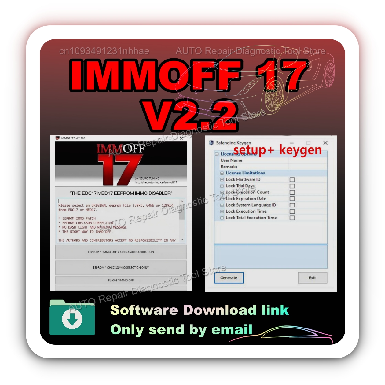 Keygen Unlimited 付き HOTsell IMMOFF17 ソフトウェア EDC17 Immo Off Ecu プログラム NEUROTUNING Immoff 17 とインストール ビデオ ガイド
