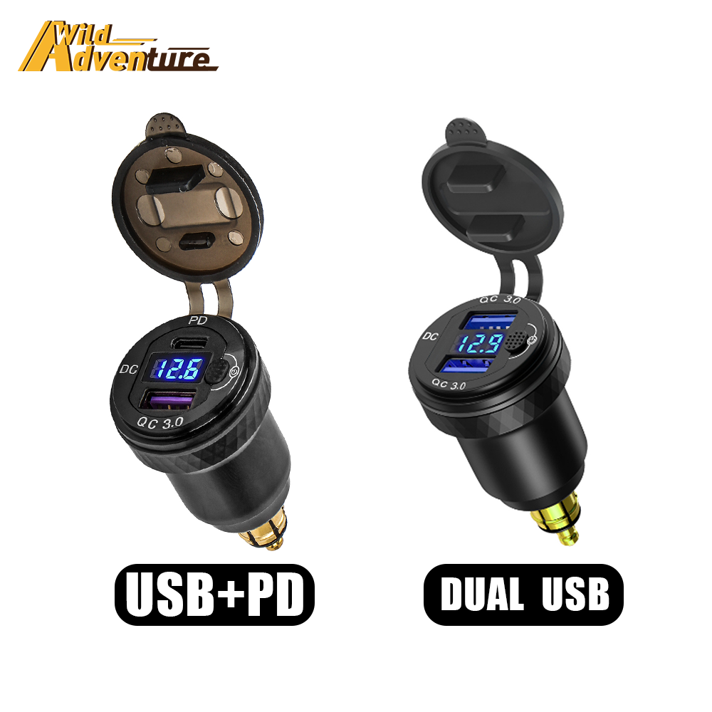 DIN Hella Plug USB PD 3.0 QC3.0 USB Charger Power Adapter Voltmeter with ON-Off Switch For BMW For Ducati For Tiger 900 800