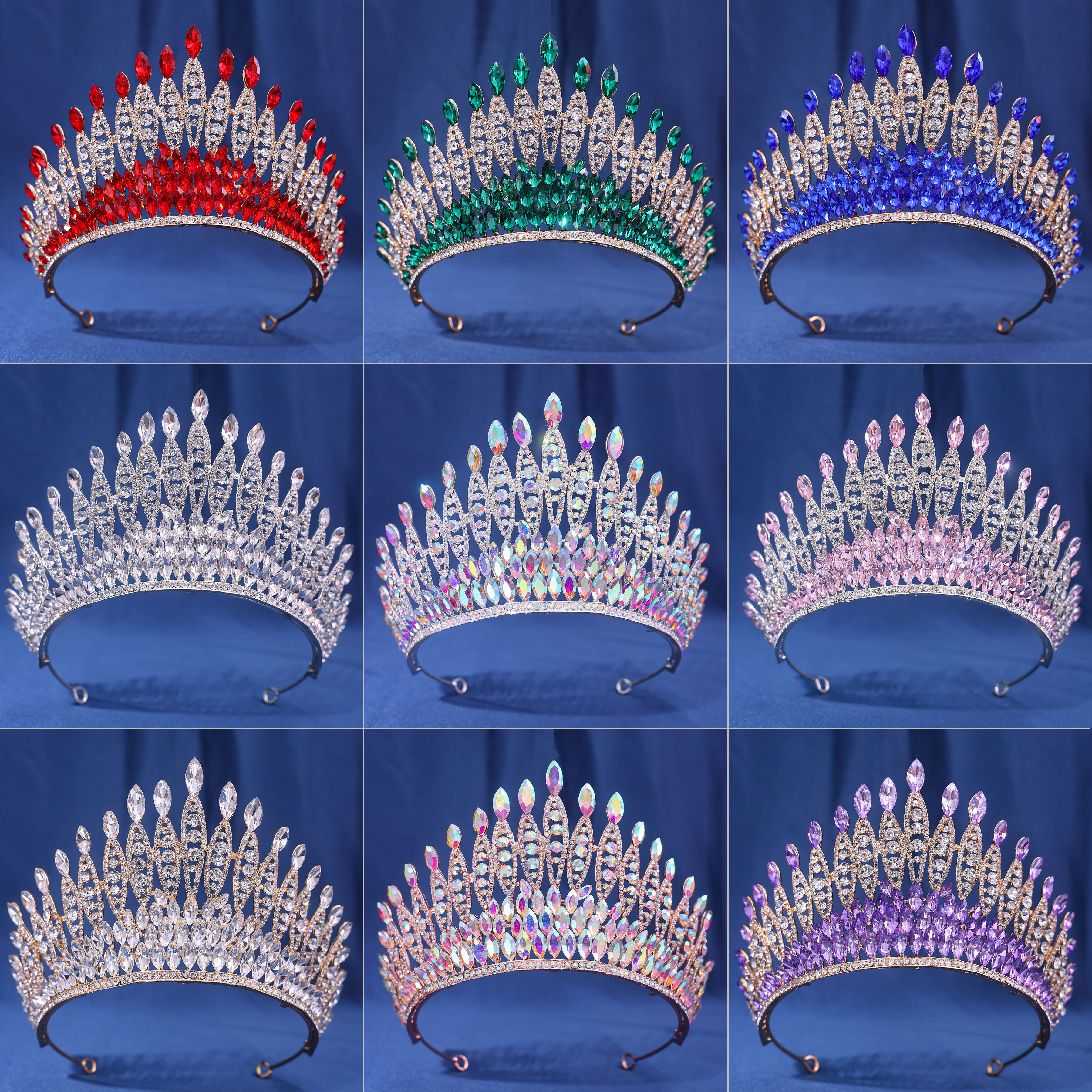 ヴィンテージバロック女王王冠高級花嫁ティアラクラウンウェディングヘアアクセサリー美人コンテストジュエリー用