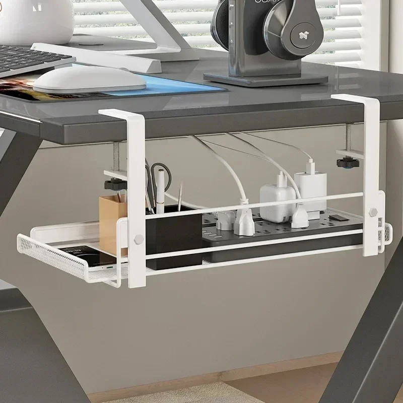 デスク下ケーブル管理トレイ ドリル不要 スチール製デスクケーブルオーガナイザー ワイヤー管理トレイ ケーブル管理ラック