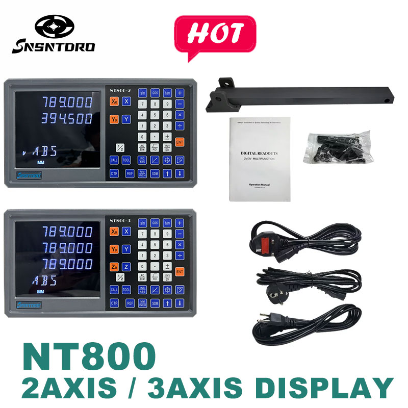 NT800 2/3 軸ディスプレイ LCD DRO デジタル読み出し TTL AC110V/220V フライスボーリングマシン EDM リニアスケールエンコーダ 9 言語