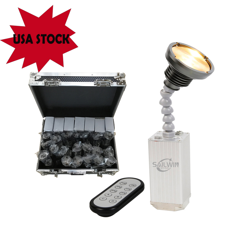 20X 充電フライトケース弾丸 10 ワットズームバッテリー駆動 LED ピンスポットライト LED 舞台照明除草クラブリモート磁気