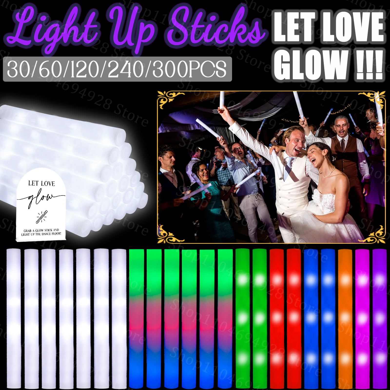 30-180 個 LED フォームグロースティックサイン付き結婚披露宴小道具ライトアップスティックグロースティック結婚式パーティー誕生日コンサート