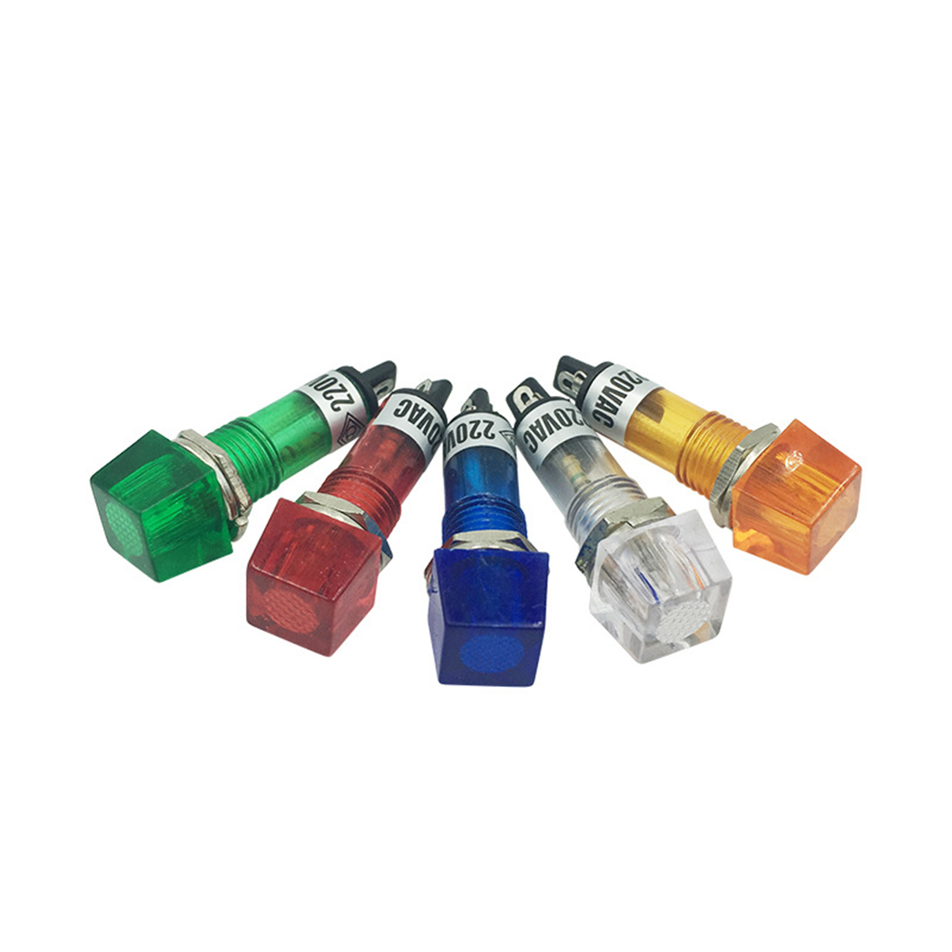 10 個 10 ミリメートル信号ランプスクエアヘッドインジケーター light110V 220V 12V/24VDC ネオン LED パイロットランプ警告灯ピン端子