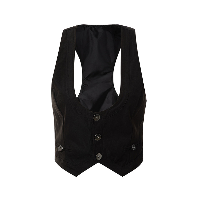 Lamuusaa 女性ファッションチョッキ V ネックノースリーブボタンダウンフィットレーサーバッククラシックベストフォーマルウェア用セパレートシャツ