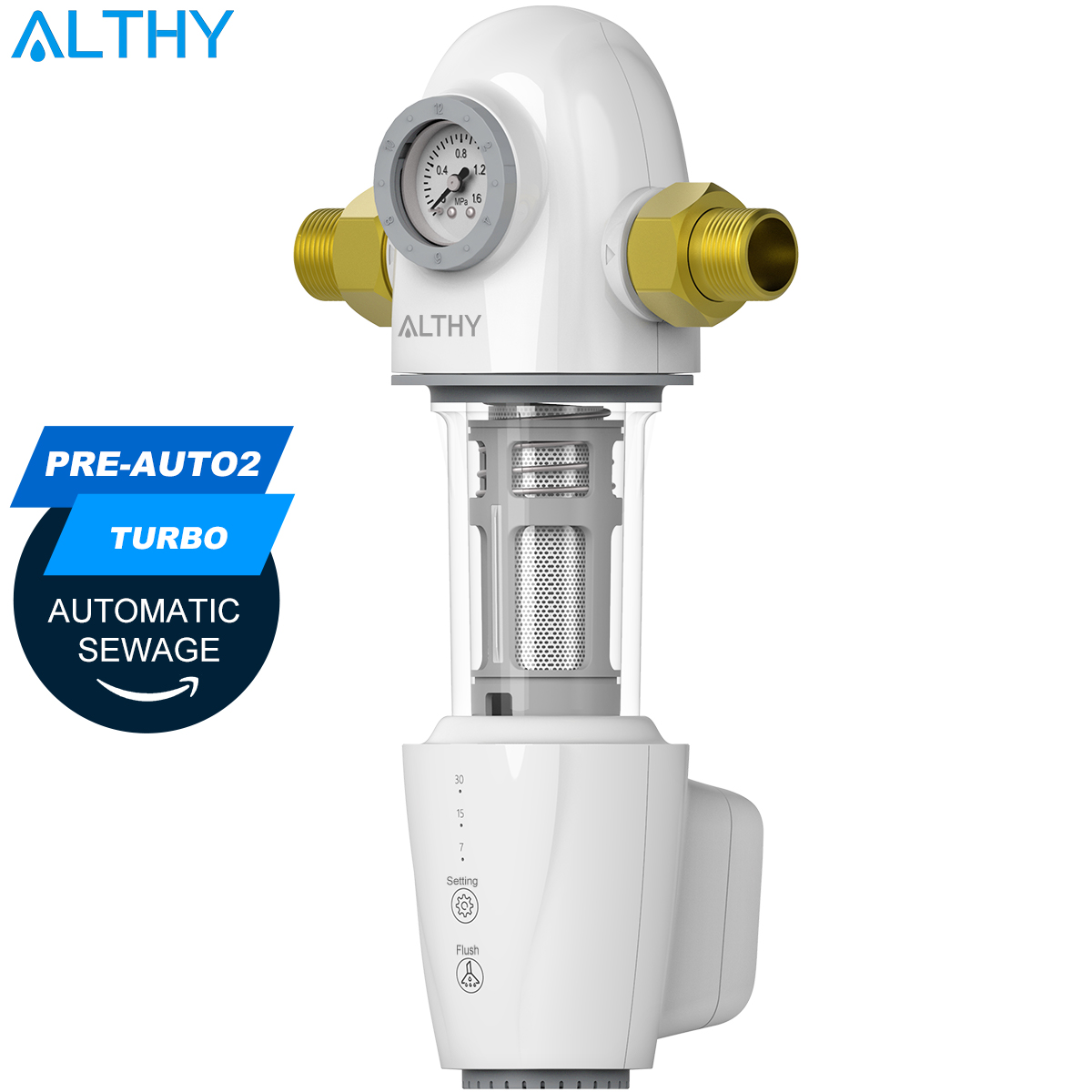 ALTHY PRE-AUTO2 自動フラッシング逆洗プレフィルター スピンダウン沈殿物水フィルター 中央家全体浄化システム