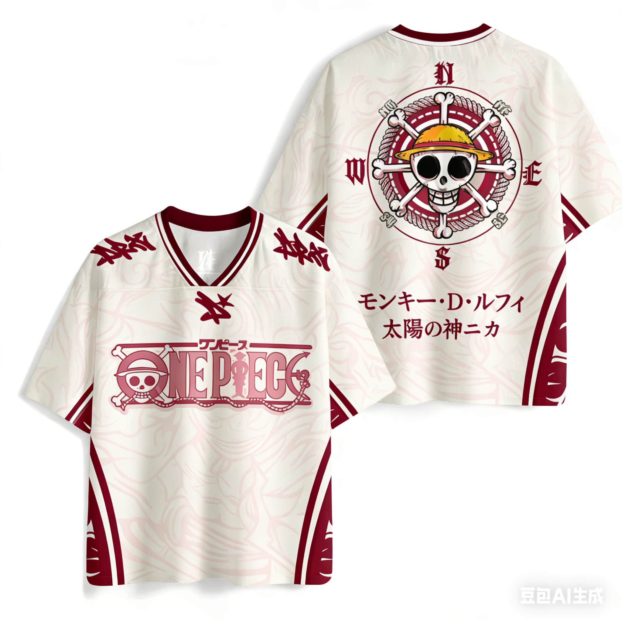 バンダイ 2026 ワンピースルフィアニメ Tシャツレトロ野球ジャージスタイルプリント Y2k ストリートウェア原宿家族マッチング