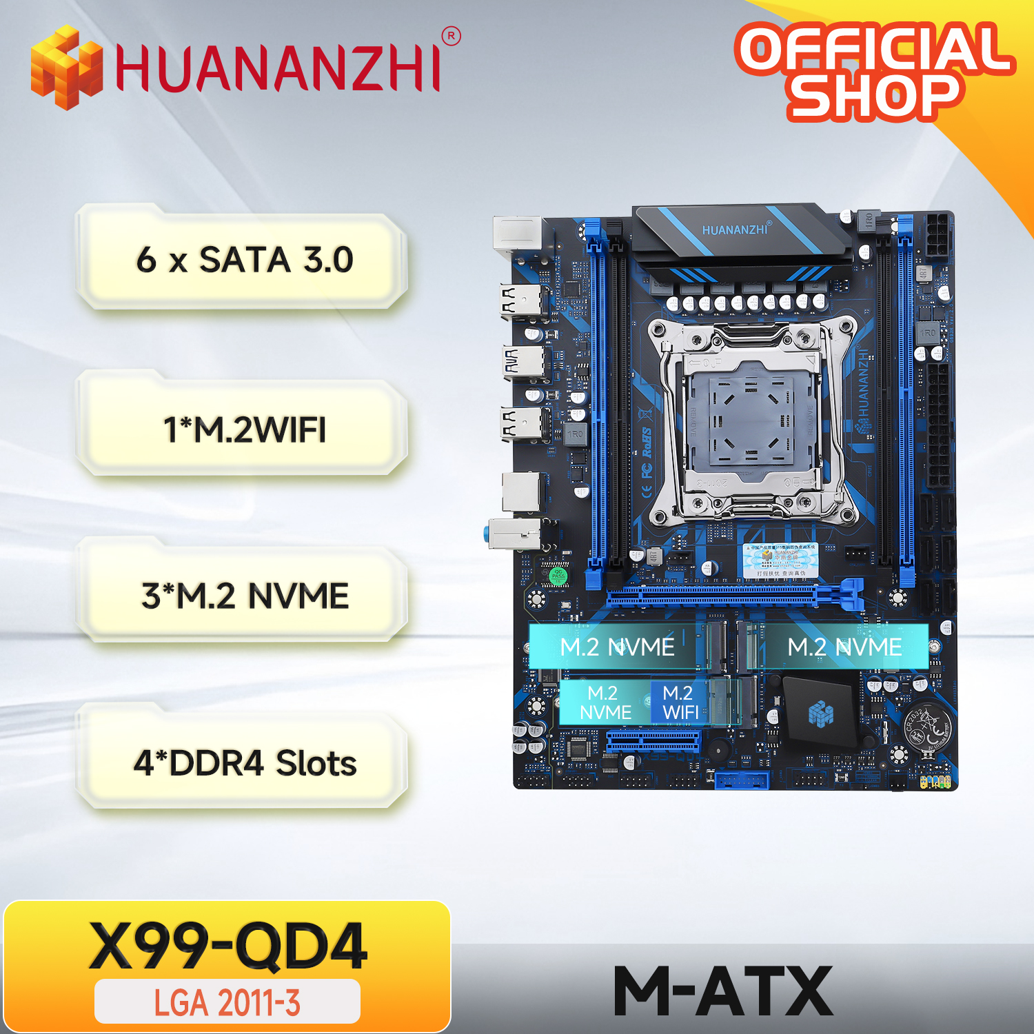 Huanazhi QD4 LGA 2011-3 マザーボードサポート XEON E5 2620 2640 2660 2666 2667 2670 2680 2696 V3 V4 DDR3 RECC NON-ECC RAM NVMe