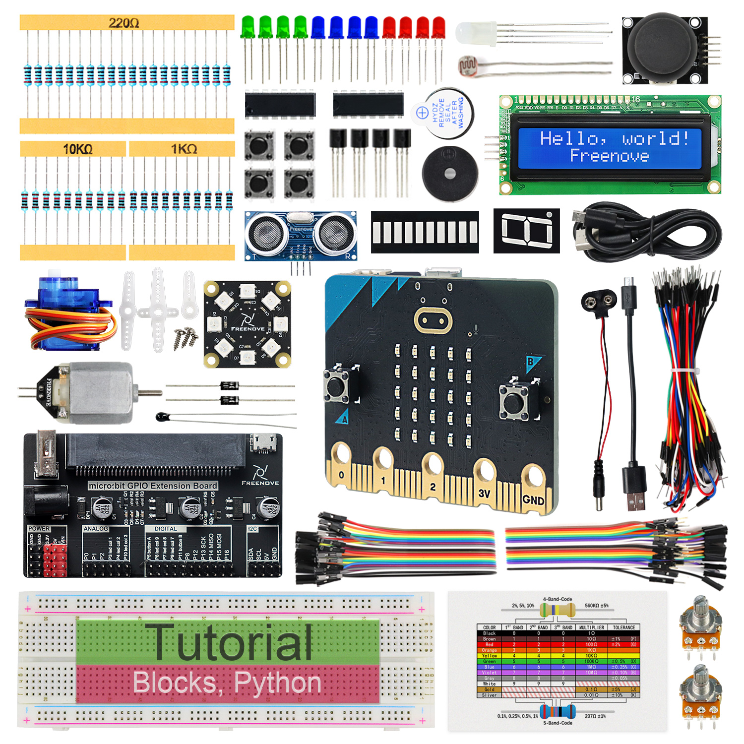 BBC micro:bit V2 用 Freenove スーパー スターター キット、266 ページの詳細なチュートリアル、192 項目、38 プロジェクト、ブロック、Python コード