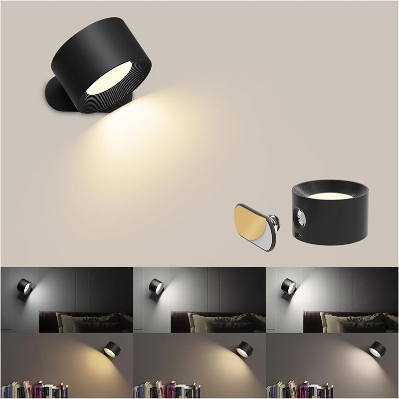 Led 壁ランプタッチコントロールリモート 360 回転可能な USB 充電ワイヤレスポータブルナイトライト寝室読書ランプ