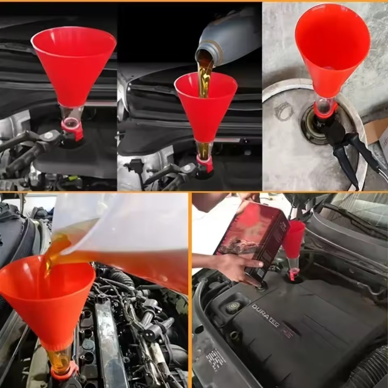 ユニバーサルエンジンオイル充填漏斗セットプラスチック調整可能なアダプター変更機器車の給油アクセサリーツール
