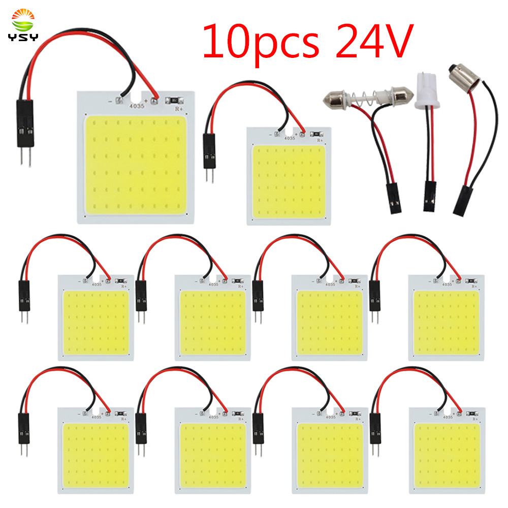 10 個トラックインテリアパネル読書灯車 LED COB 48 SMD LED ホワイト T10 BA9S C5W フェストゥーン 24V