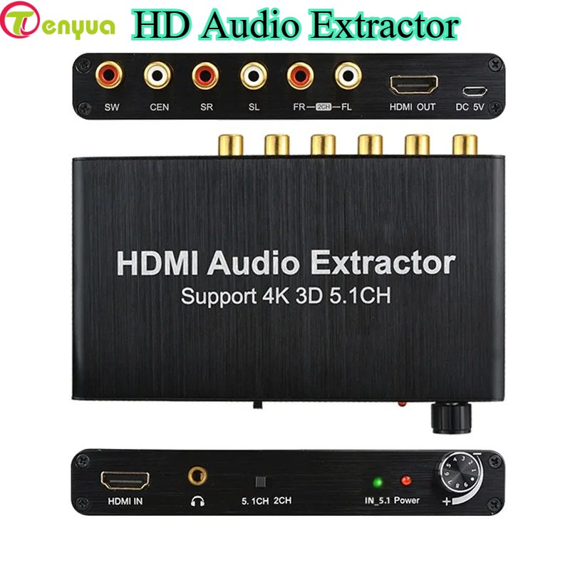 4K HD オーディオ抽出デコーダ 5.1CH AC3/DTS オーディオコンバータデコーダ RCA サウンドアンプアナログコンバータ PS4 TV DVD プレーヤー用