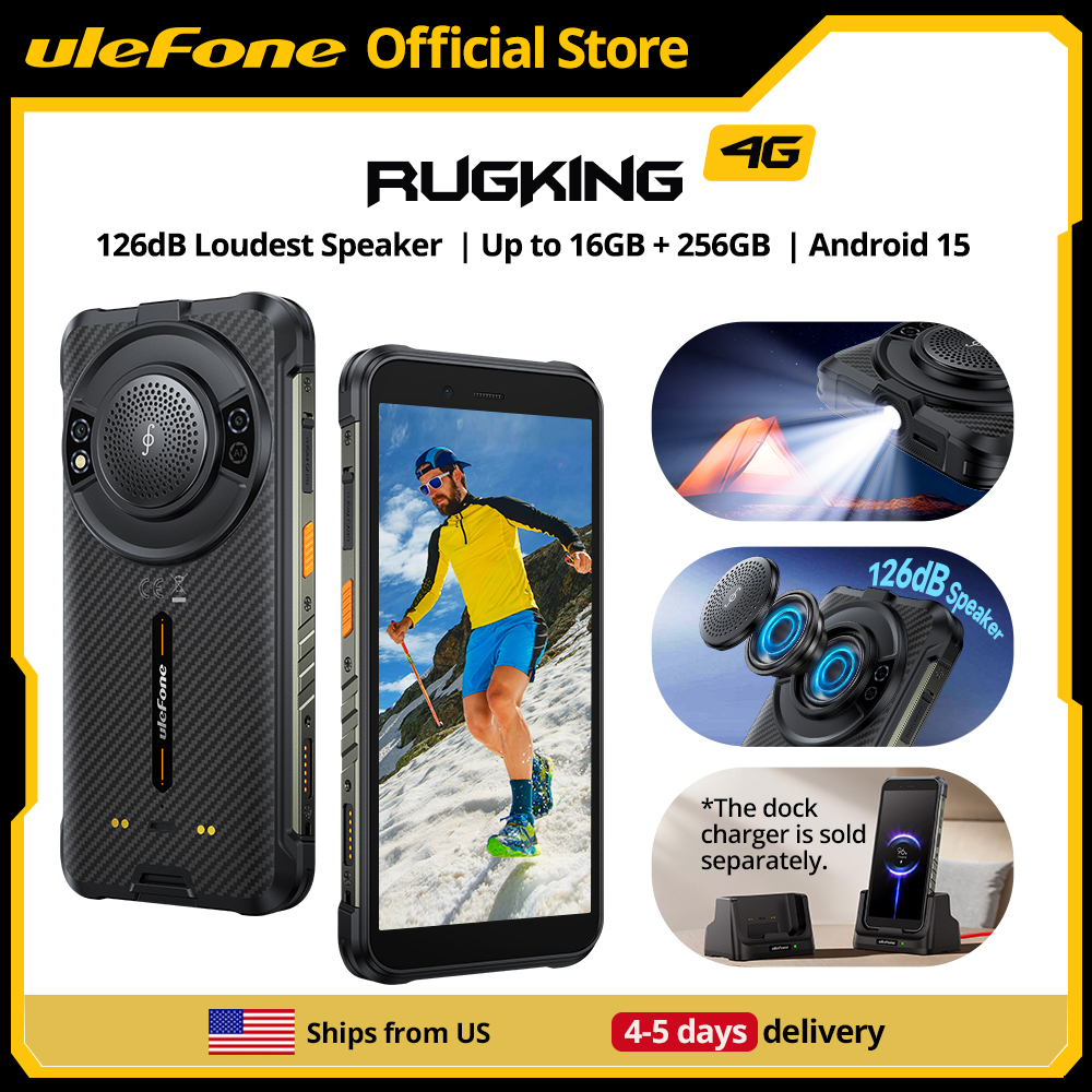 【米国から発送】Ulefone RugKing 4G 頑丈な電話 Android 15 最大 16GB 256GB 防水スマートフォン 9600mAh NFC グローバルバージョン
