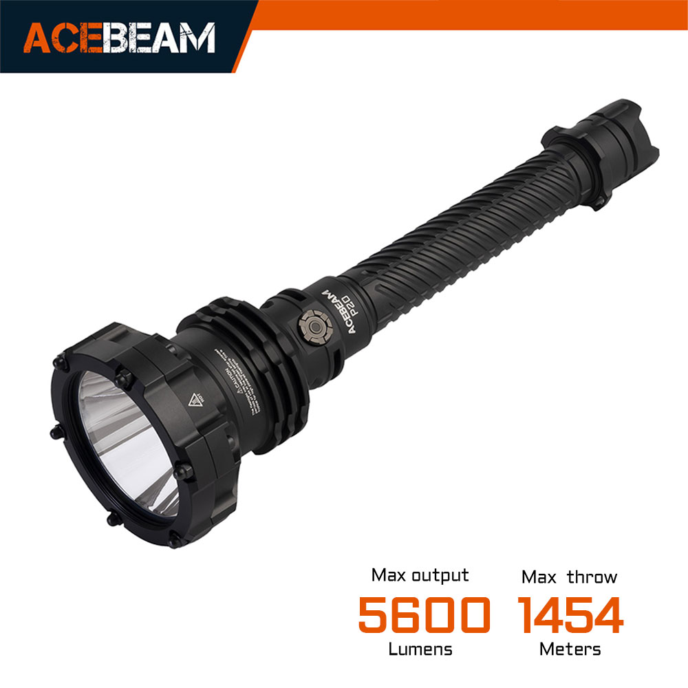 ACEBEAM P20 プロフェッショナル長距離懐中電灯 5600 ルーメン 1454 メートル USB-C 充電式バッテリー SFT-90 戦術懐中電灯
