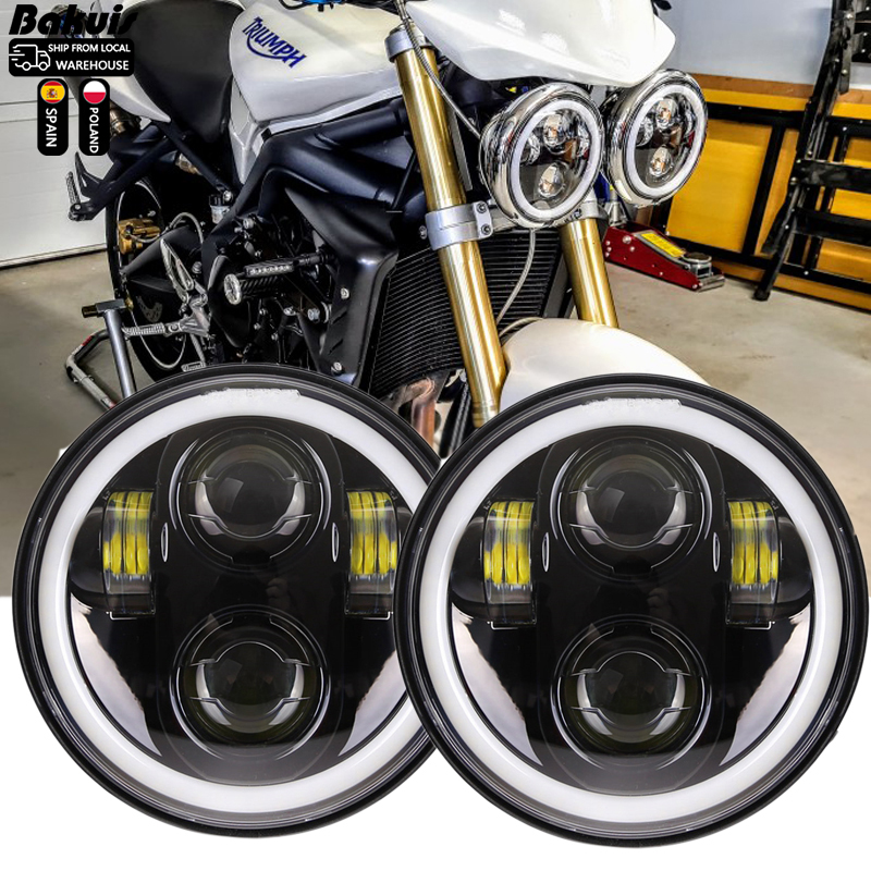 2x 5.75 インチ LED ヘッドライト ハイ/ロービーム ハロー 3 台用