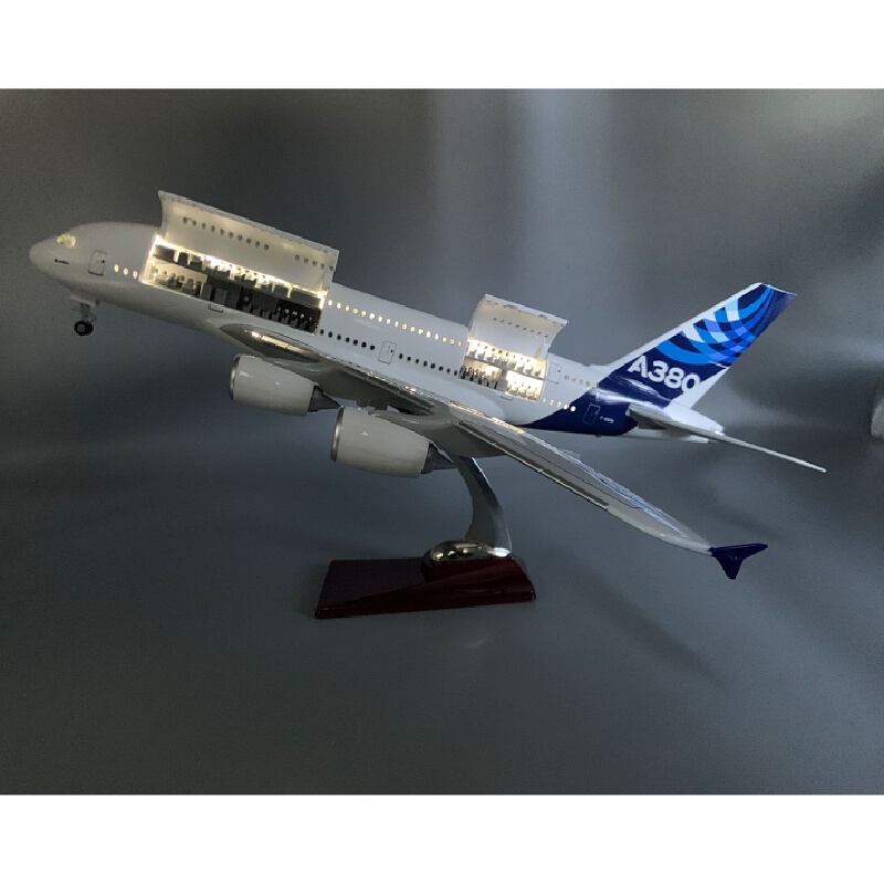 1:160 スケール模型飛行機 A380 プロトタイプ、開閉ドア LED ライト付き