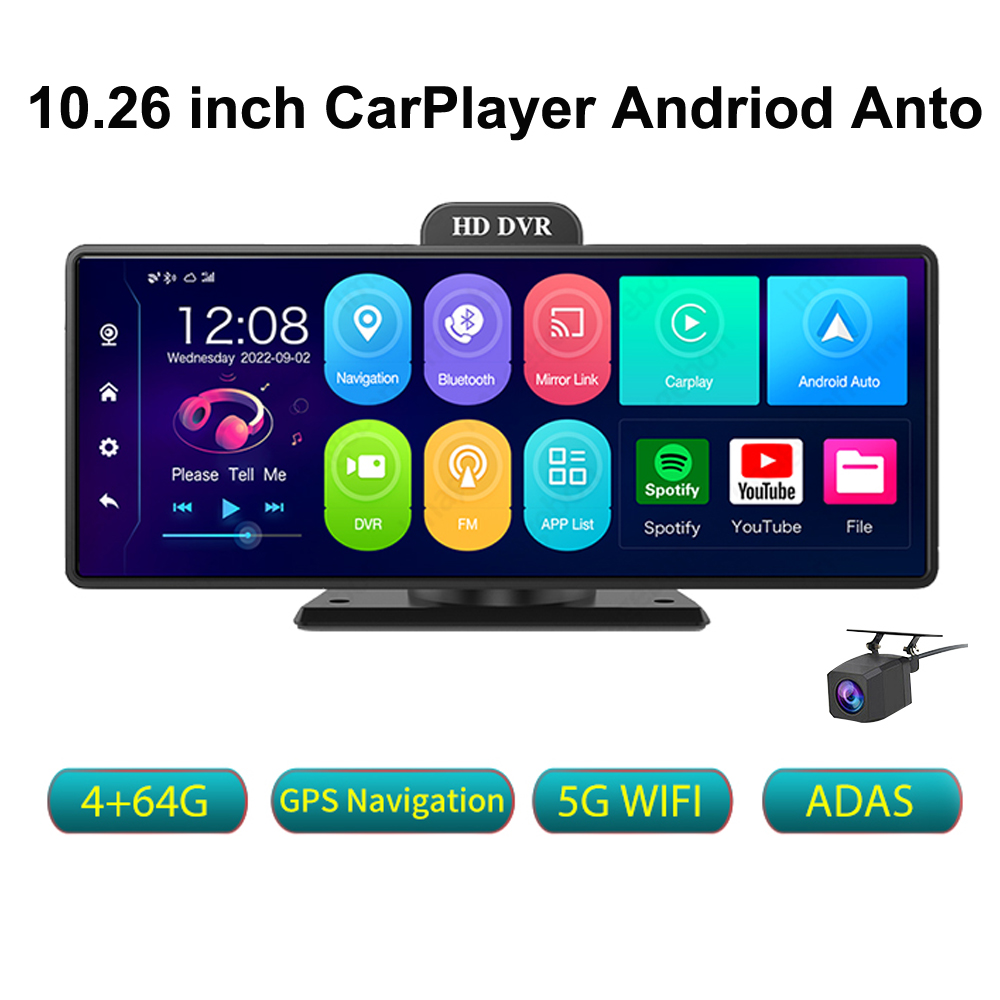 4G 車 GPS ナビゲーション 10.26 "IPS CarPlay Android Anto Z80 ダッシュカメラ RAM 4G 64G ROM ADAS 5G WiFi BT FM ダッシュカムビデオレコーダー