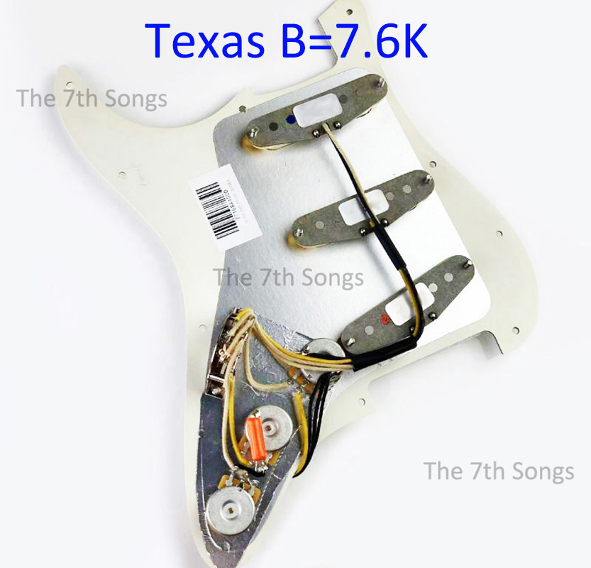 Texas Blues Bridge 7.6K / 6.8K Alnico 5 SSS Pickup ST Guitar Loaded Pickguard Guitar Wiring Prewired Fibre Grey / Black